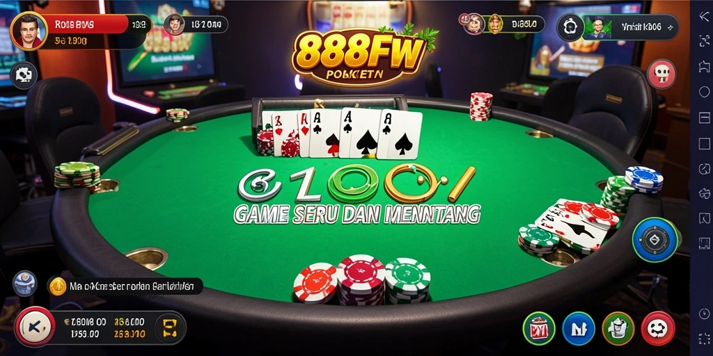 Tampilan screenshot 888FW menampilkan aksi seru dalam permainan Poker.