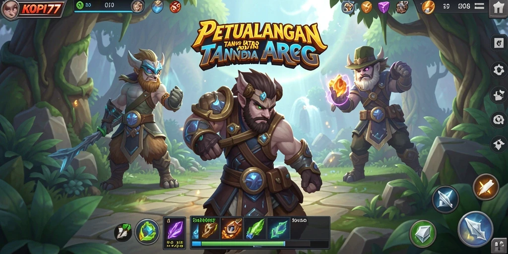 Screenshot gameplay KOPI77 menampilkan pertarungan seru melawan monster.