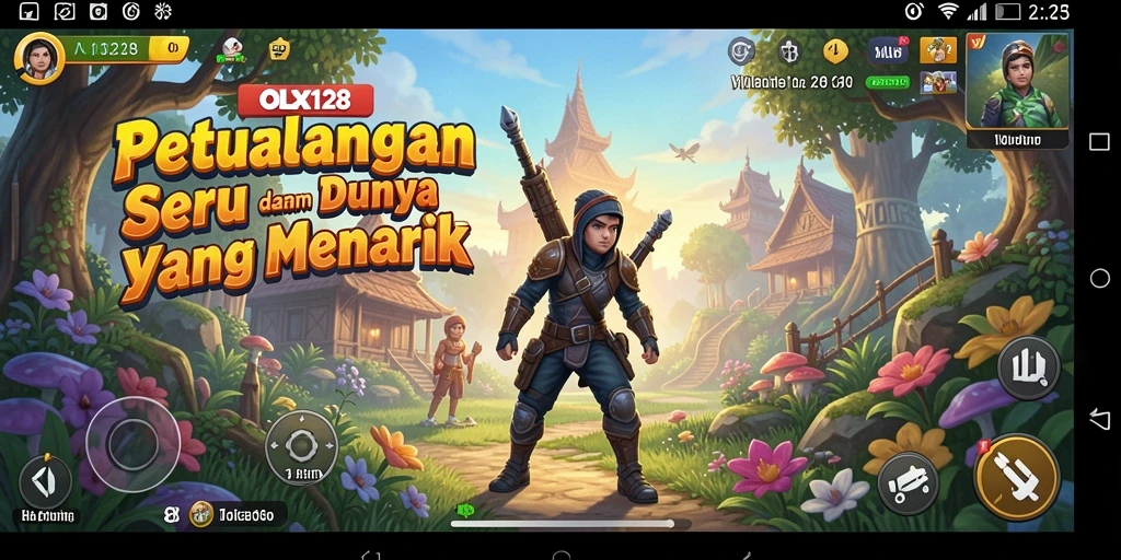 Screenshot utama OLX128 menampilkan gameplay petualangan yang mendebarkan.