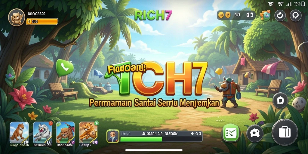 Tampilan gameplay RICH7 yang penuh warna dan menyenangkan.
