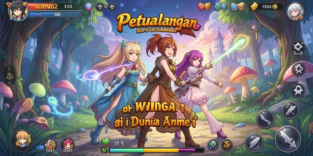 Screenshot <strong>WIN62</strong> menunjukkan pertarungan epik di dunia Anime yang penuh warna.