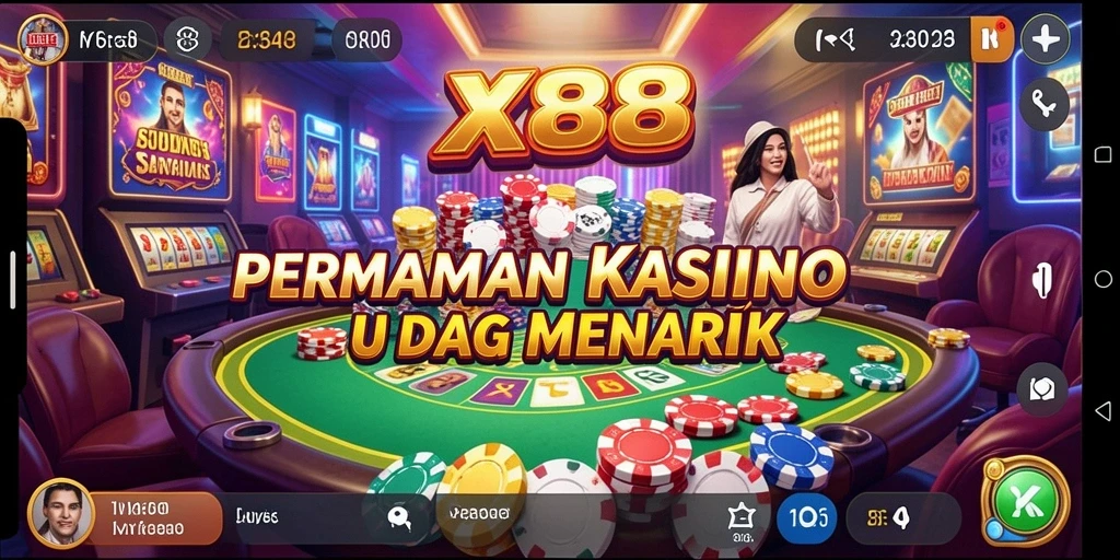 Screenshot gameplay X88 yang menampilkan suasana Kasino yang menarik.