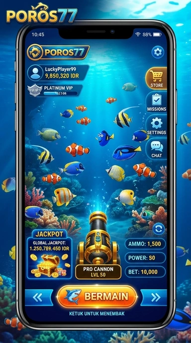 Tampilan aplikasi poros77 yang sederhana dan efektif.